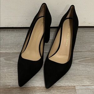 Stuart Weitzman Black Pointed Toe Heels